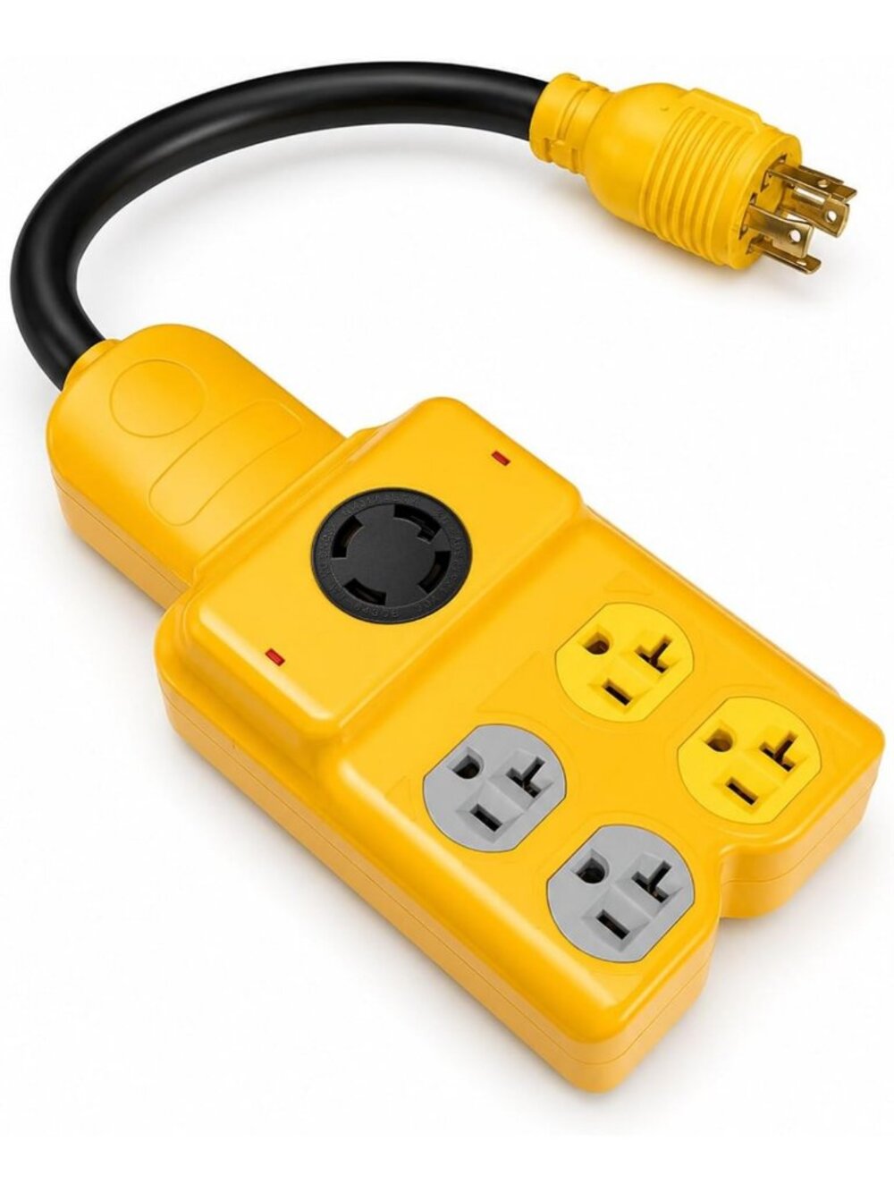 1.5FT Generator Power Cord NEMA L14-30P to 4X L14-30R/5-20R, 7500 Watt Capacity